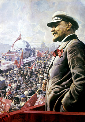 Black and white cinematic scene of an actor portraying Vladimir Lenin watching a film projection, evoking a historical Lenin biopic
